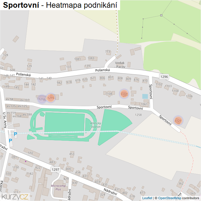 Mapa Sportovní - Firmy v ulici.
