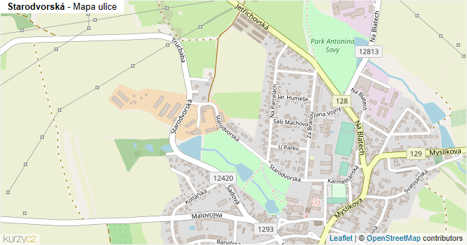 Starodvorská - mapa ulice