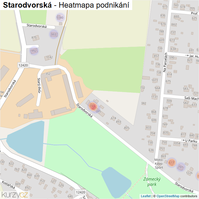 Mapa Starodvorská - Firmy v ulici.