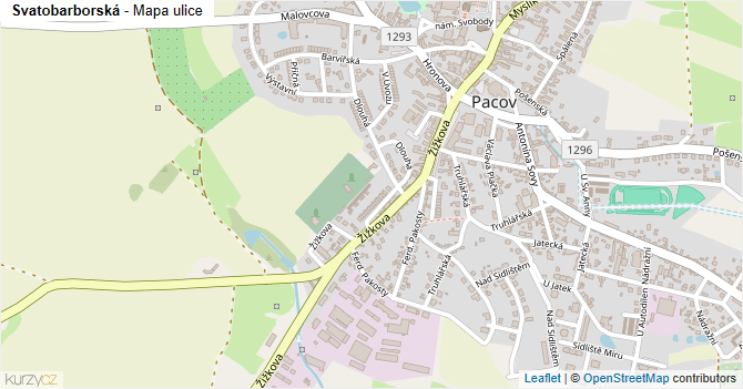 Svatobarborská - mapa ulice