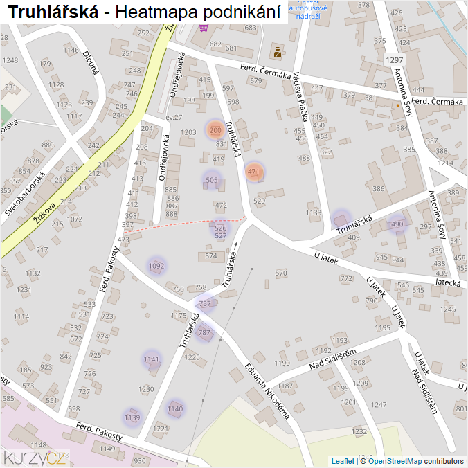 Mapa Truhlářská - Firmy v ulici.