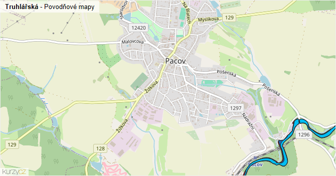 Truhlářská - záplavové mapy stoleté vody