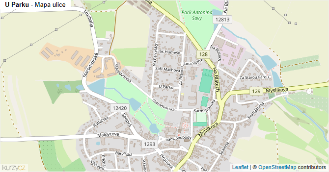U Parku - mapa ulice