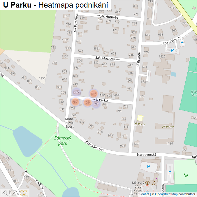 Mapa U Parku - Firmy v ulici.
