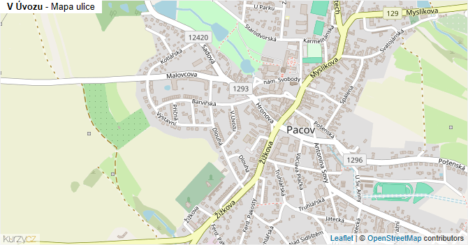 V Úvozu - mapa ulice