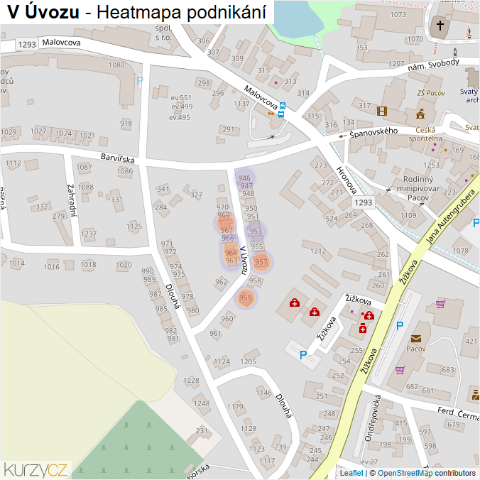Mapa V Úvozu - Firmy v ulici.