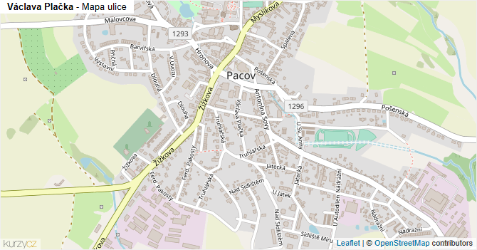 Václava Plačka - mapa ulice