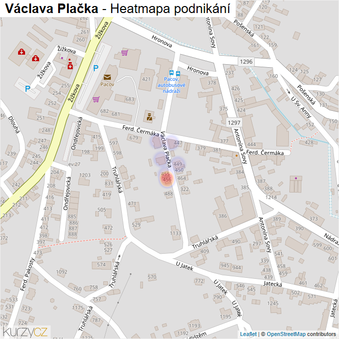 Mapa Václava Plačka - Firmy v ulici.