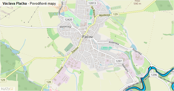 Václava Plačka - záplavové mapy stoleté vody