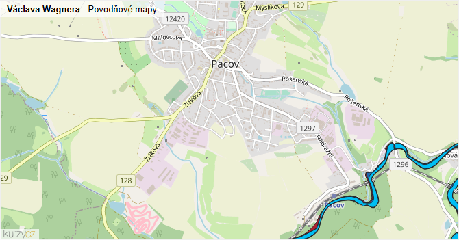 Václava Wagnera - záplavové mapy stoleté vody