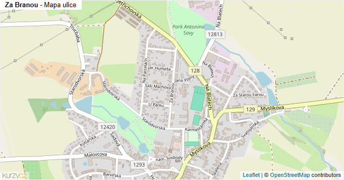 Za Branou - mapa ulice