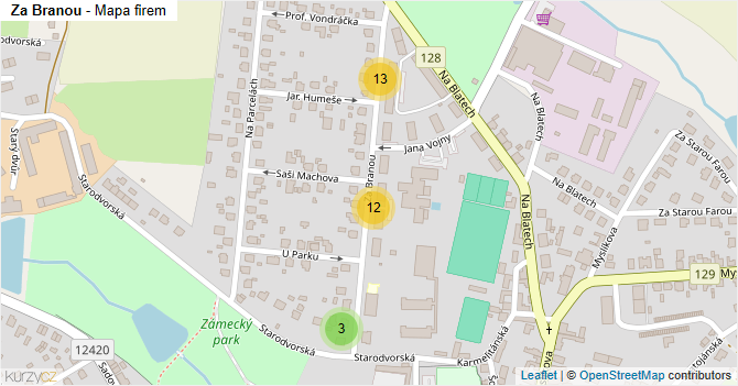 Za Branou - mapa firem