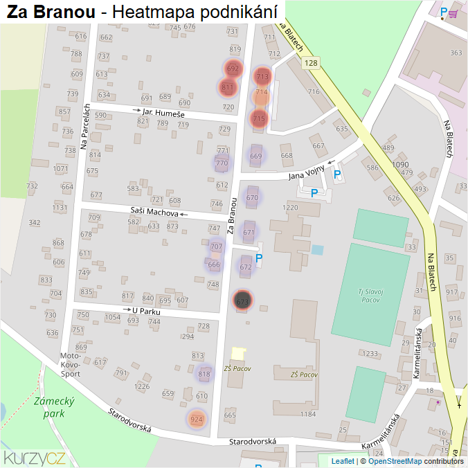 Mapa Za Branou - Firmy v ulici.