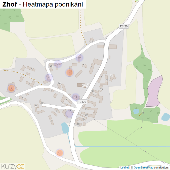 Mapa Zhoř - Firmy v části obce.