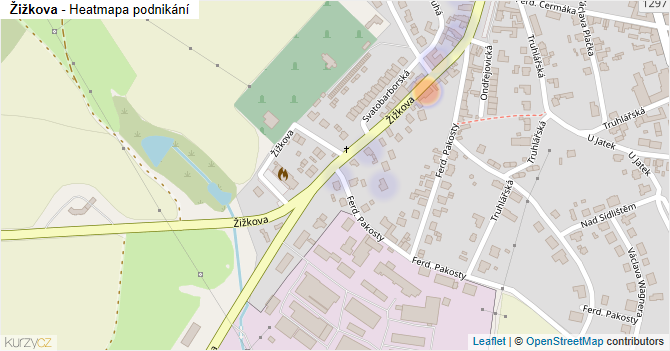 Žižkova - mapa podnikání