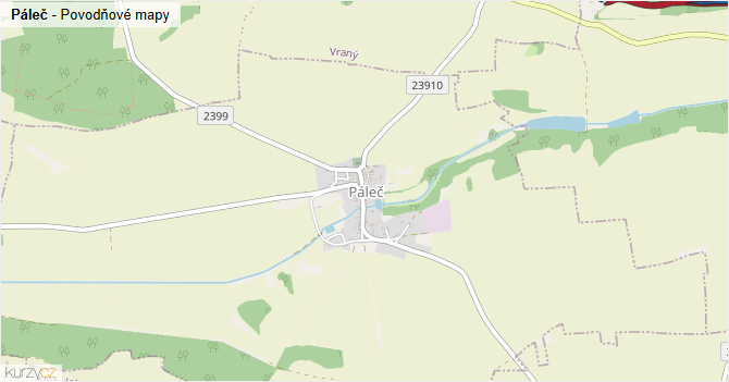 Páleč - záplavové mapy stoleté vody