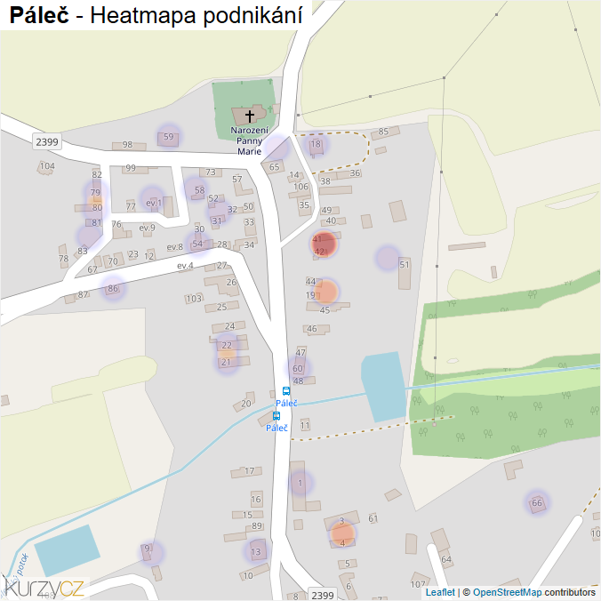 Mapa Páleč - Firmy v části obce.
