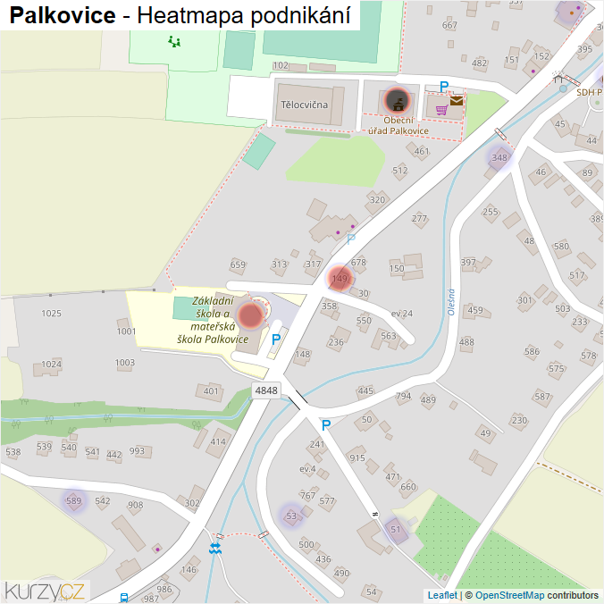 Mapa Palkovice - Firmy v obci.