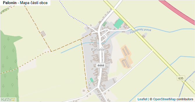 Palonín - mapa části obce