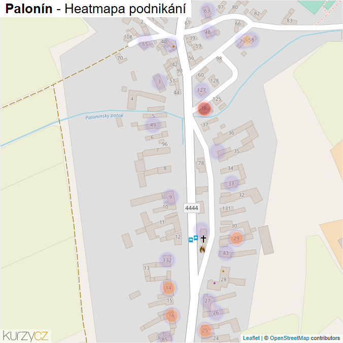 Mapa Palonín - Firmy v části obce.