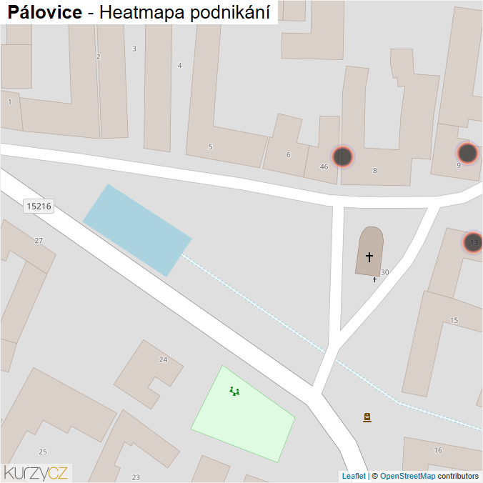 Mapa Pálovice - Firmy v obci.
