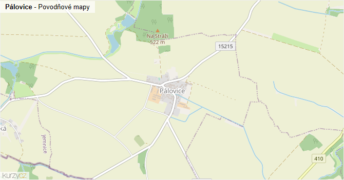 Pálovice - záplavové mapy stoleté vody