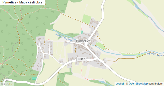 Pamětice - mapa části obce