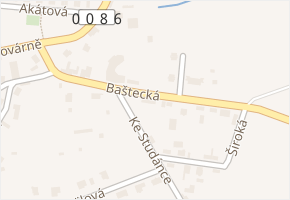 Baštecká v obci Panenské Břežany - mapa ulice