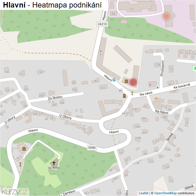 Mapa Hlavní - Firmy v ulici.