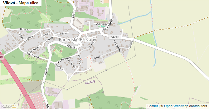 Vilová - mapa ulice