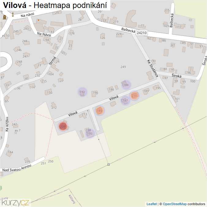 Mapa Vilová - Firmy v ulici.