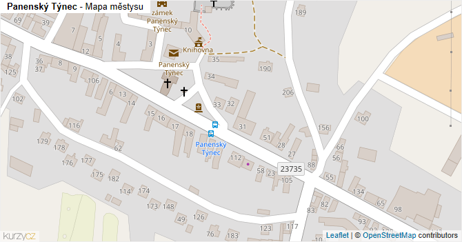 Panenský Týnec - mapa městysu