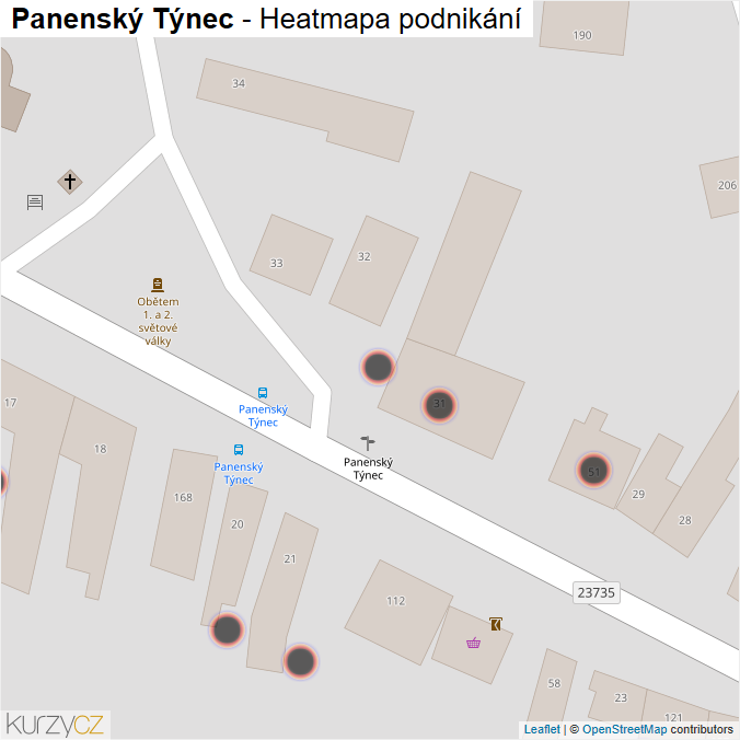 Mapa Panenský Týnec - Firmy v obci.