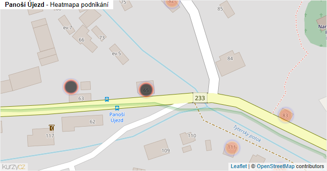 Panoší Újezd - mapa podnikání