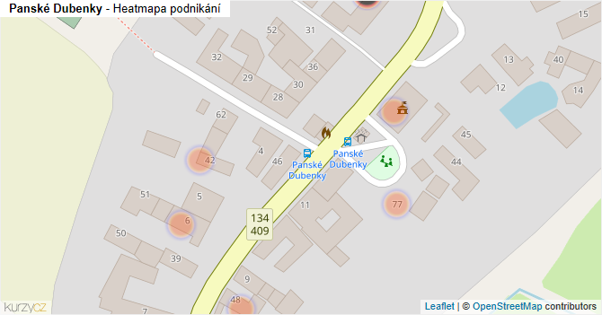 Panské Dubenky - mapa podnikání