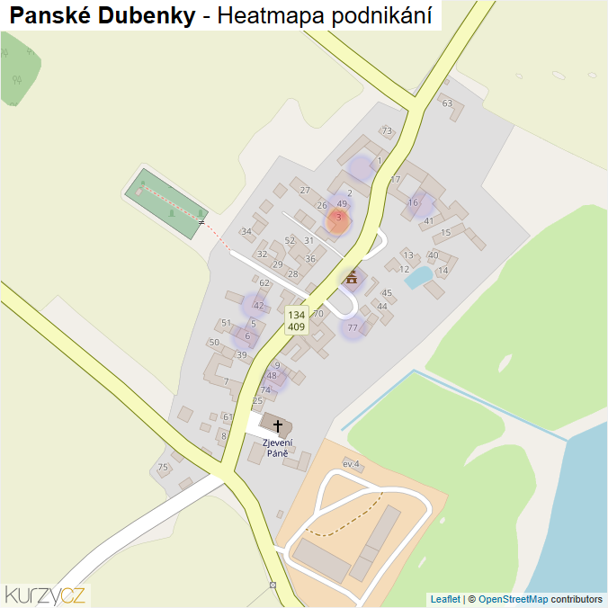 Mapa Panské Dubenky - Firmy v části obce.