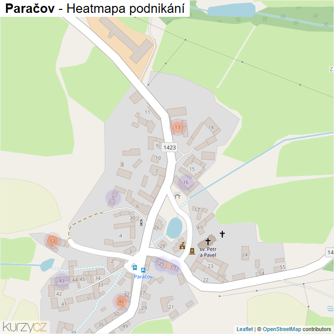 Mapa Paračov - Firmy v části obce.