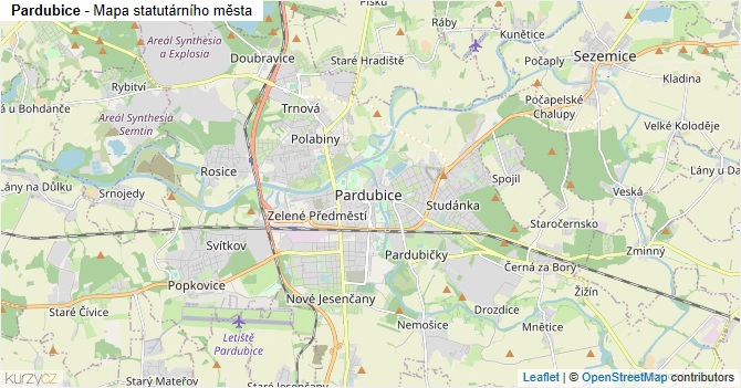 Pardubice - mapa statutárního města