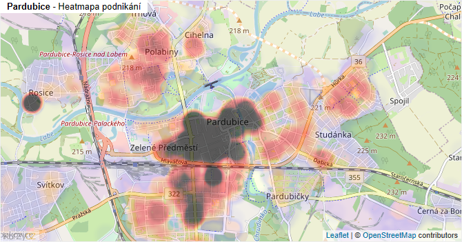 Pardubice - mapa podnikání