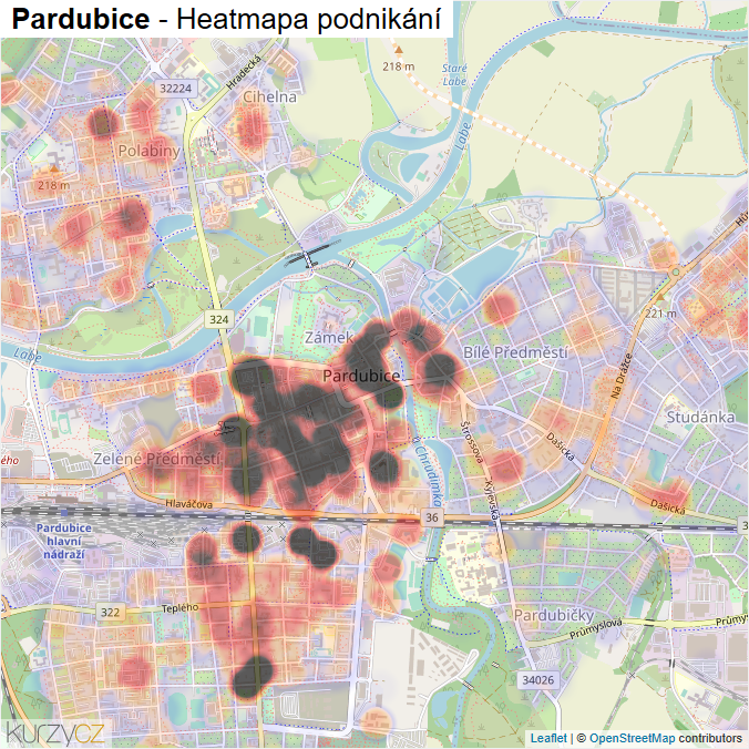 Mapa Pardubice - Firmy v obci.