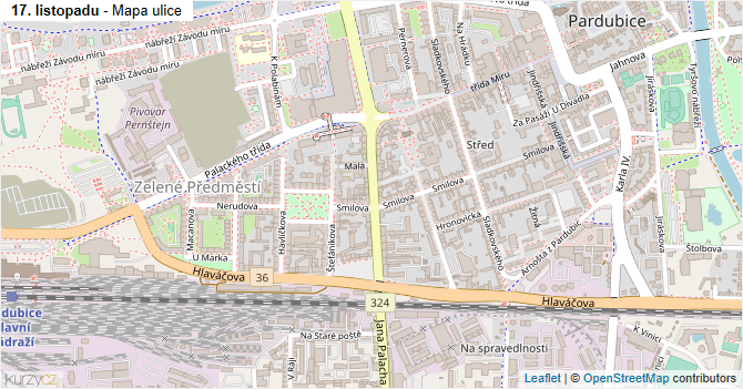 17. listopadu - mapa ulice