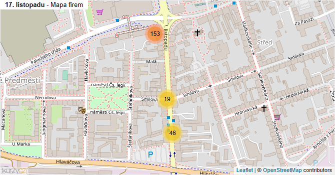 17. listopadu - mapa firem