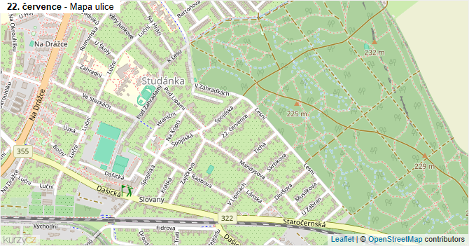 22. července - mapa ulice