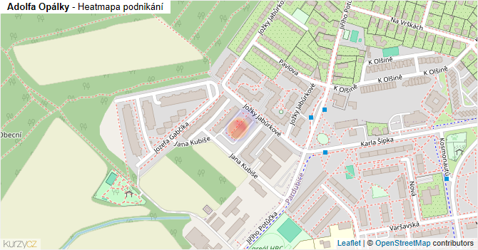 Adolfa Opálky - mapa podnikání