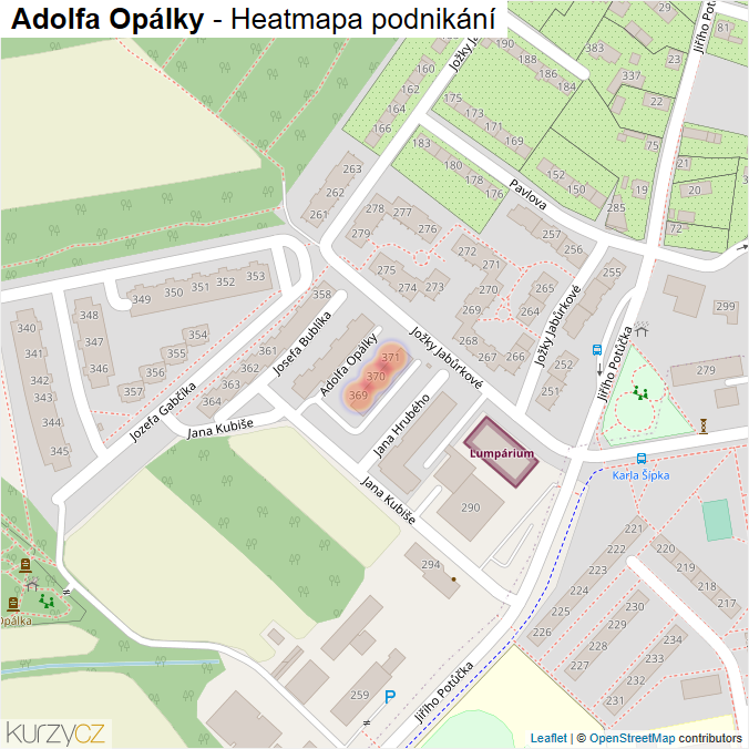 Mapa Adolfa Opálky - Firmy v ulici.