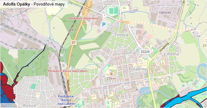 Adolfa Opálky - záplavové mapy stoleté vody
