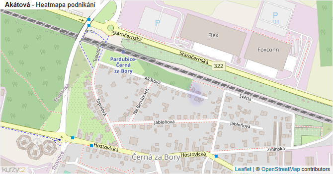 Akátová - mapa podnikání