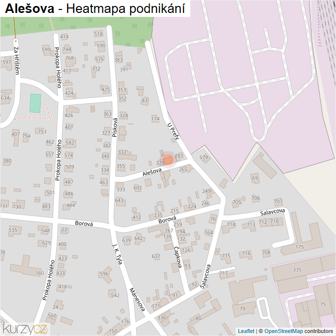 Mapa Alešova - Firmy v ulici.