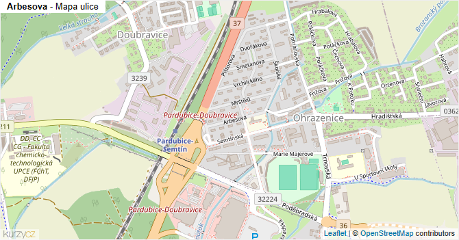 Arbesova - mapa ulice
