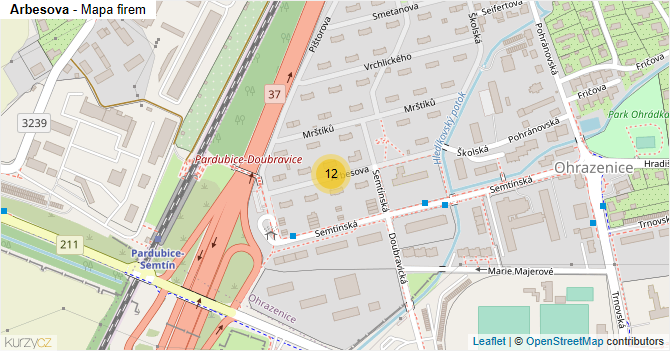 Arbesova - mapa firem